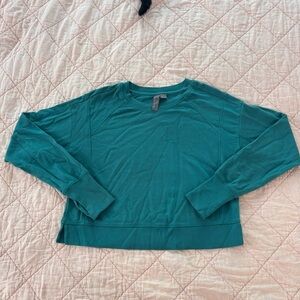 Sweaty Betty After Class Crop Teal crew neck Sweater size XXS